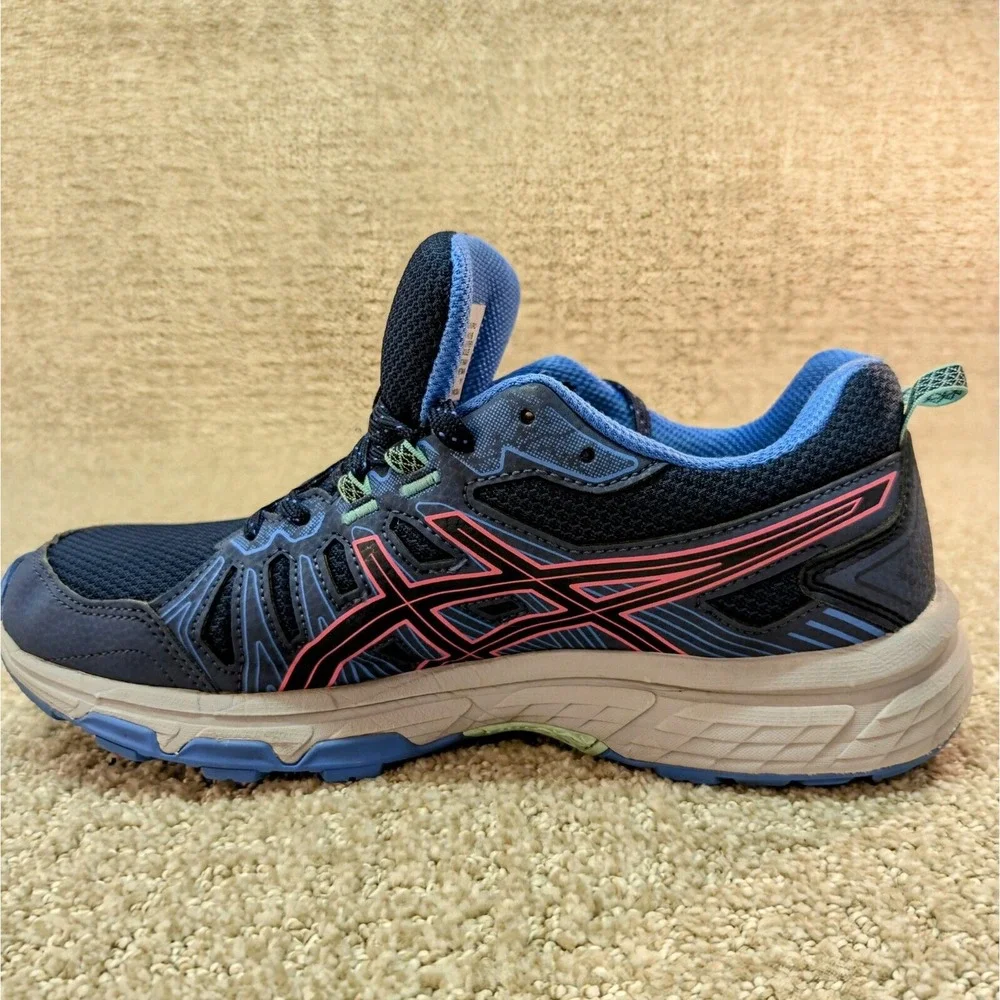 Asics Shoes Gel Venture 7 Womens Running Sneakers Blue Pink D12A476